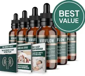 ViriFlow 6-bottle ultimate bundle with 3 free bonus ebooks and Best Value discount badge.